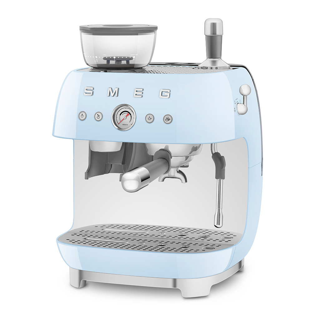 SMEG Manual Espresso Coffee Machine with Grinder (Pastel Blue)