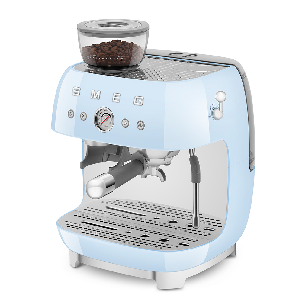 SMEG Manual Espresso Coffee Machine with Grinder (Pastel Blue)