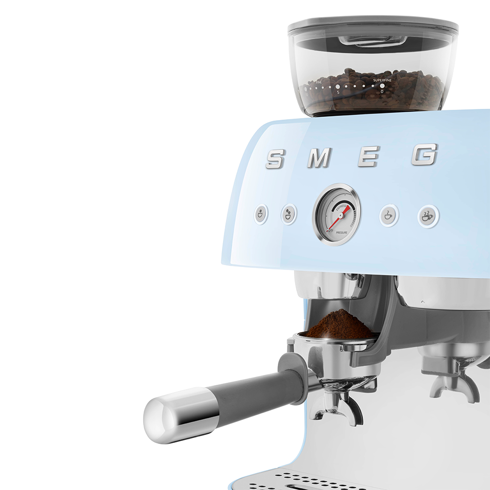 SMEG Manual Espresso Coffee Machine with Grinder (Pastel Blue)