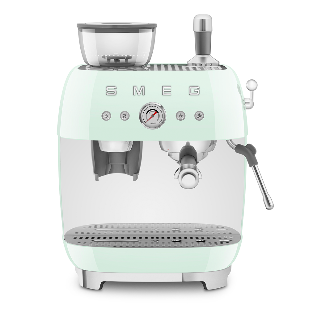SMEG Manual Espresso Coffee Machine with Grinder (Pastel Green)