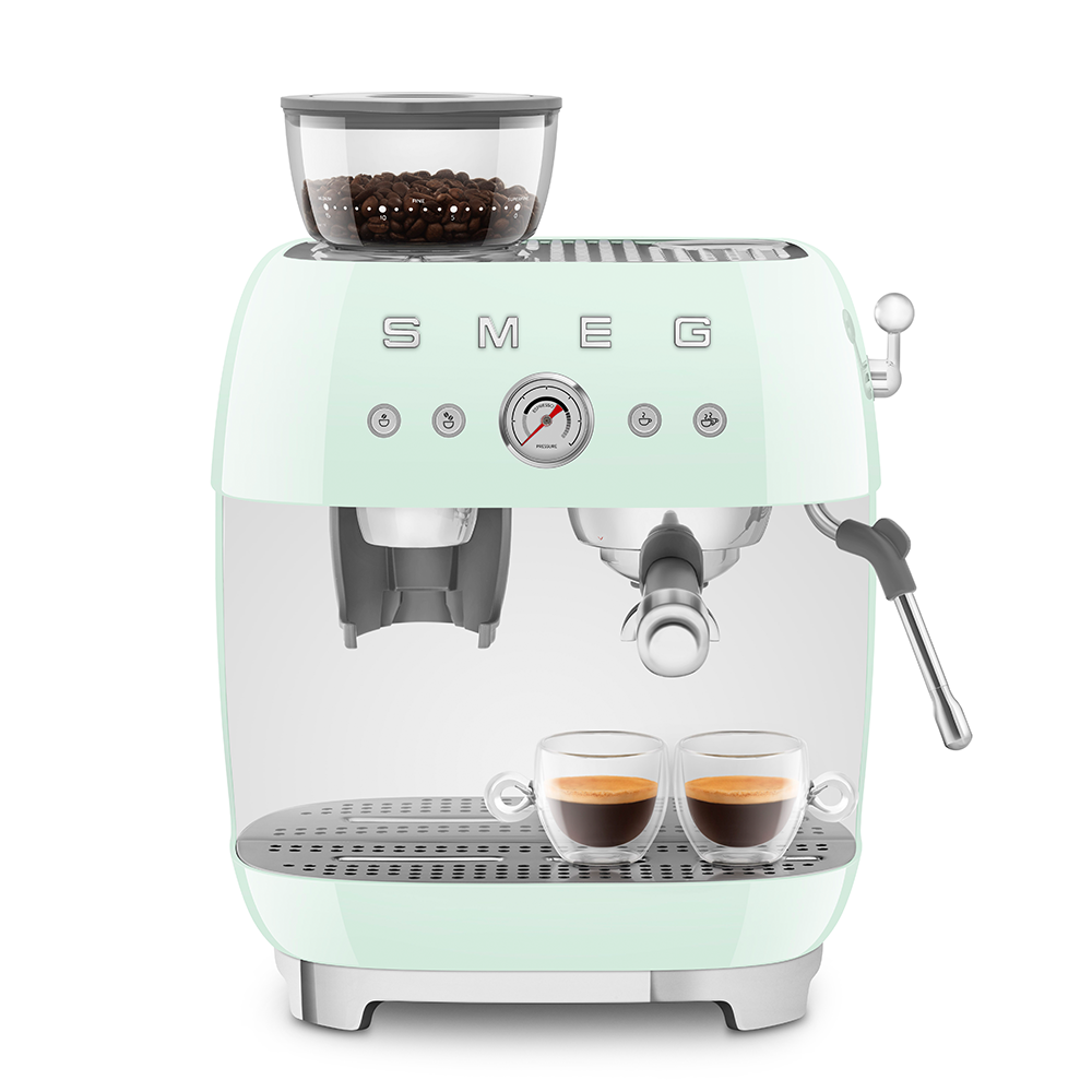 SMEG Manual Espresso Coffee Machine with Grinder (Pastel Green)