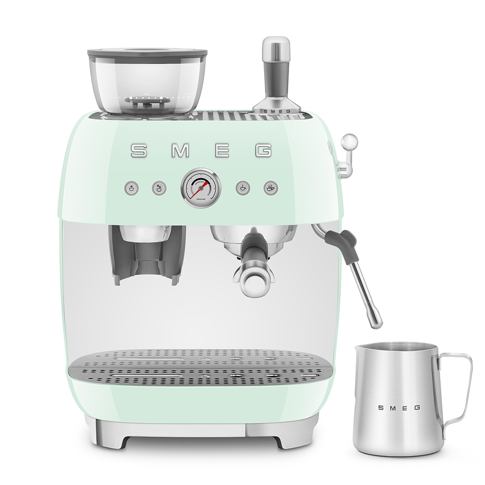 SMEG Manual Espresso Coffee Machine with Grinder (Pastel Green)