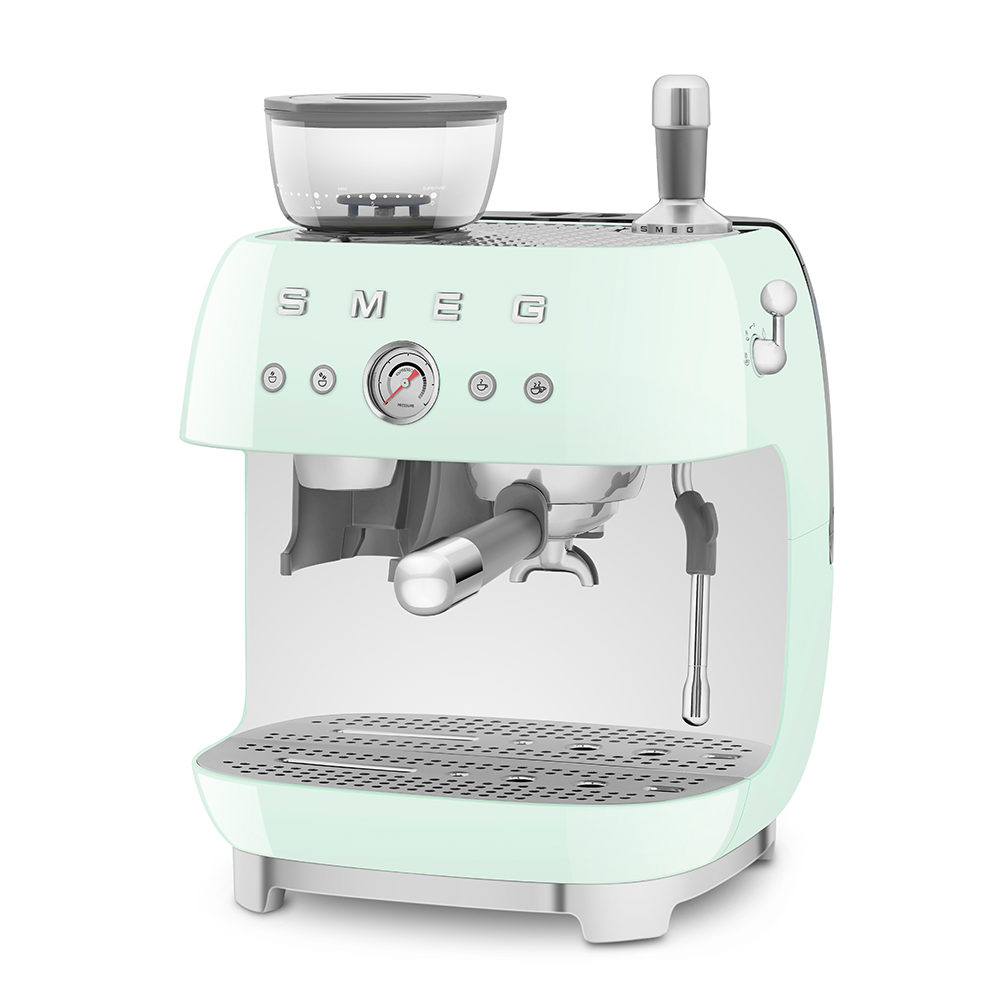 SMEG Manual Espresso Coffee Machine with Grinder (Pastel Green)