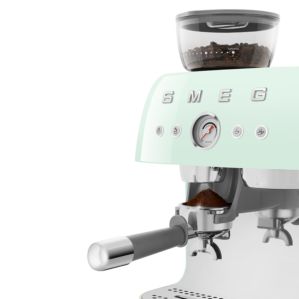 SMEG Manual Espresso Coffee Machine with Grinder (Pastel Green)
