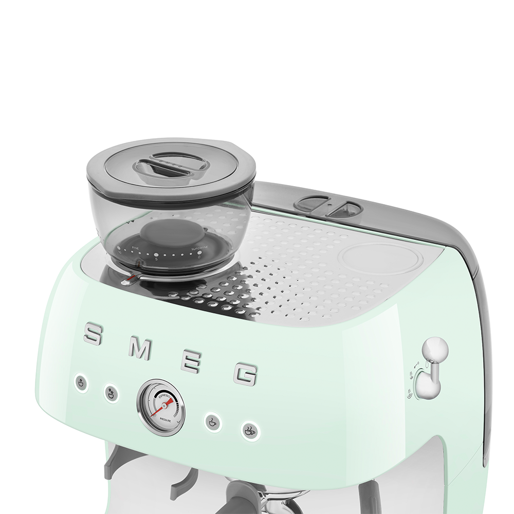 SMEG Manual Espresso Coffee Machine with Grinder (Pastel Green)