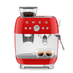 SMEG Manual Espresso Coffee Machine with Grinder (Red)