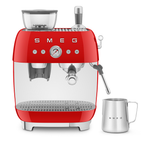 SMEG Manual Espresso Coffee Machine with Grinder (Red)