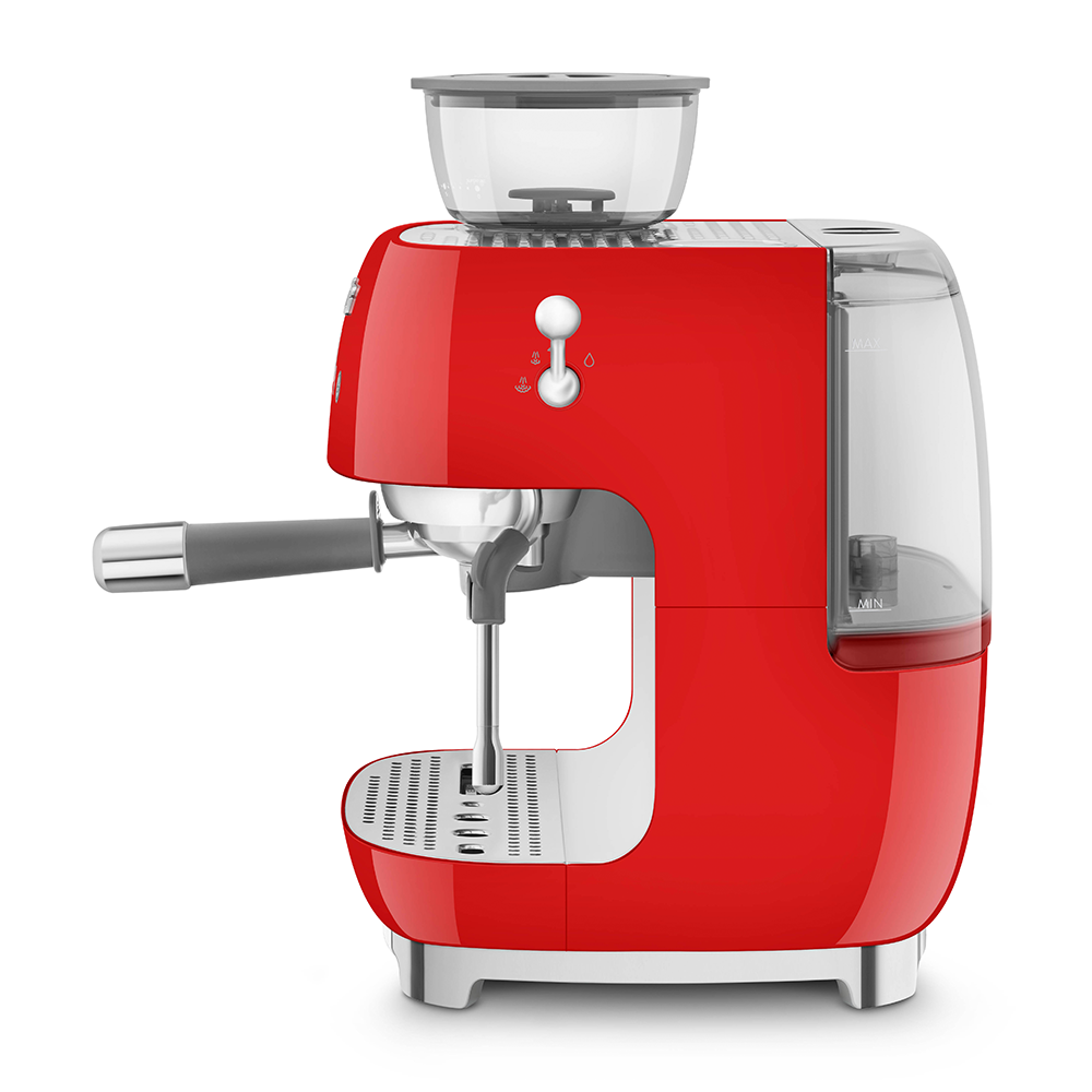 Manual Espresso Coffee Machine with Coffee Grinder - Red