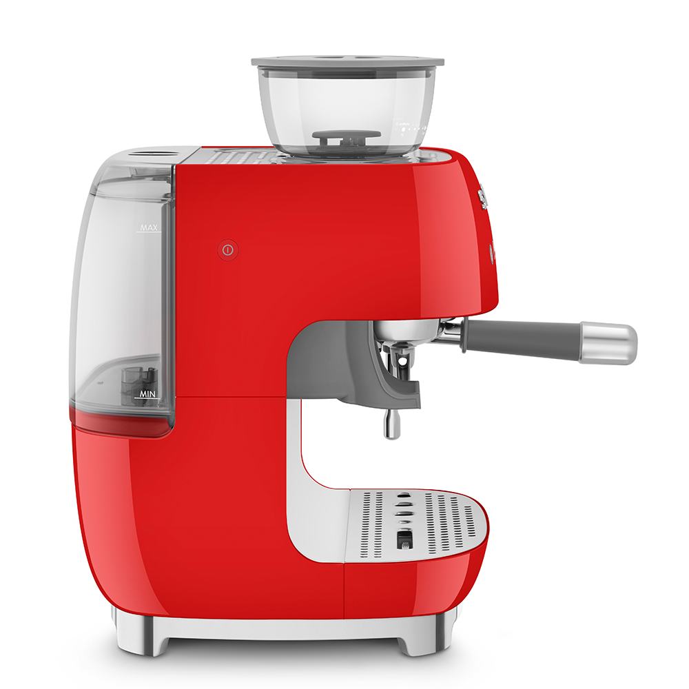 SMEG Manual Espresso Coffee Machine with Grinder (Red)