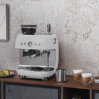 SMEG Manual Espresso Coffee Machine with Grinder (White)