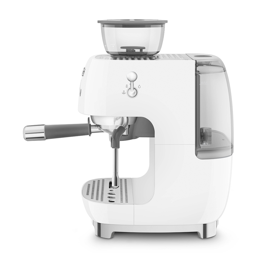 SMEG Manual Espresso Coffee Machine with Grinder (White)
