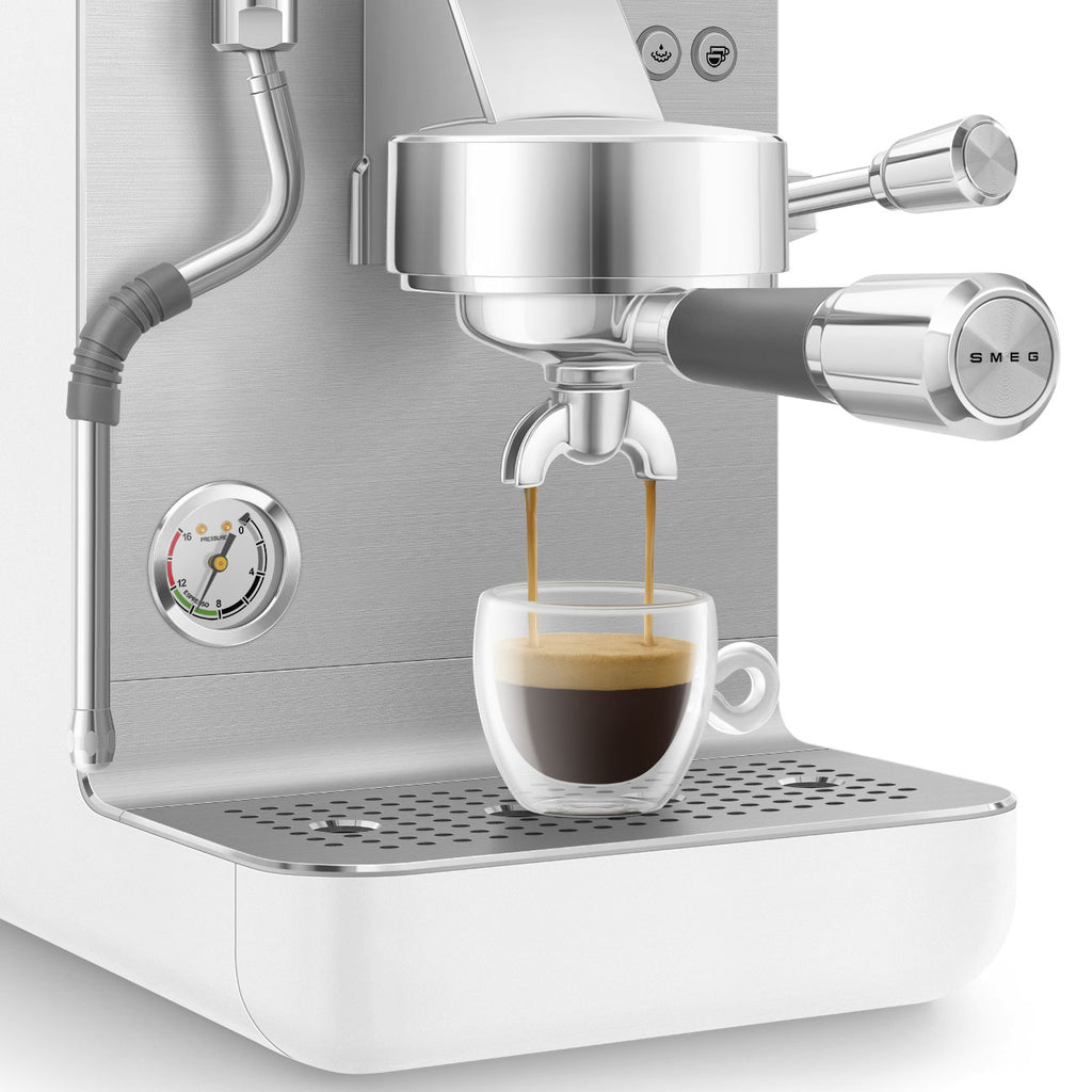 SMEG Mini Pro Manual Espresso Coffee Machine (White Matte)
