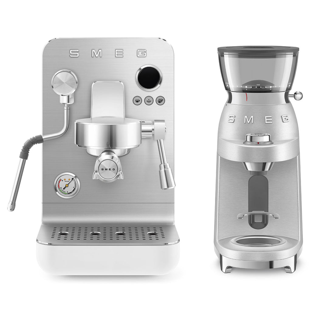SMEG Mini Pro Manual Espresso Coffee Machine (White Matte)