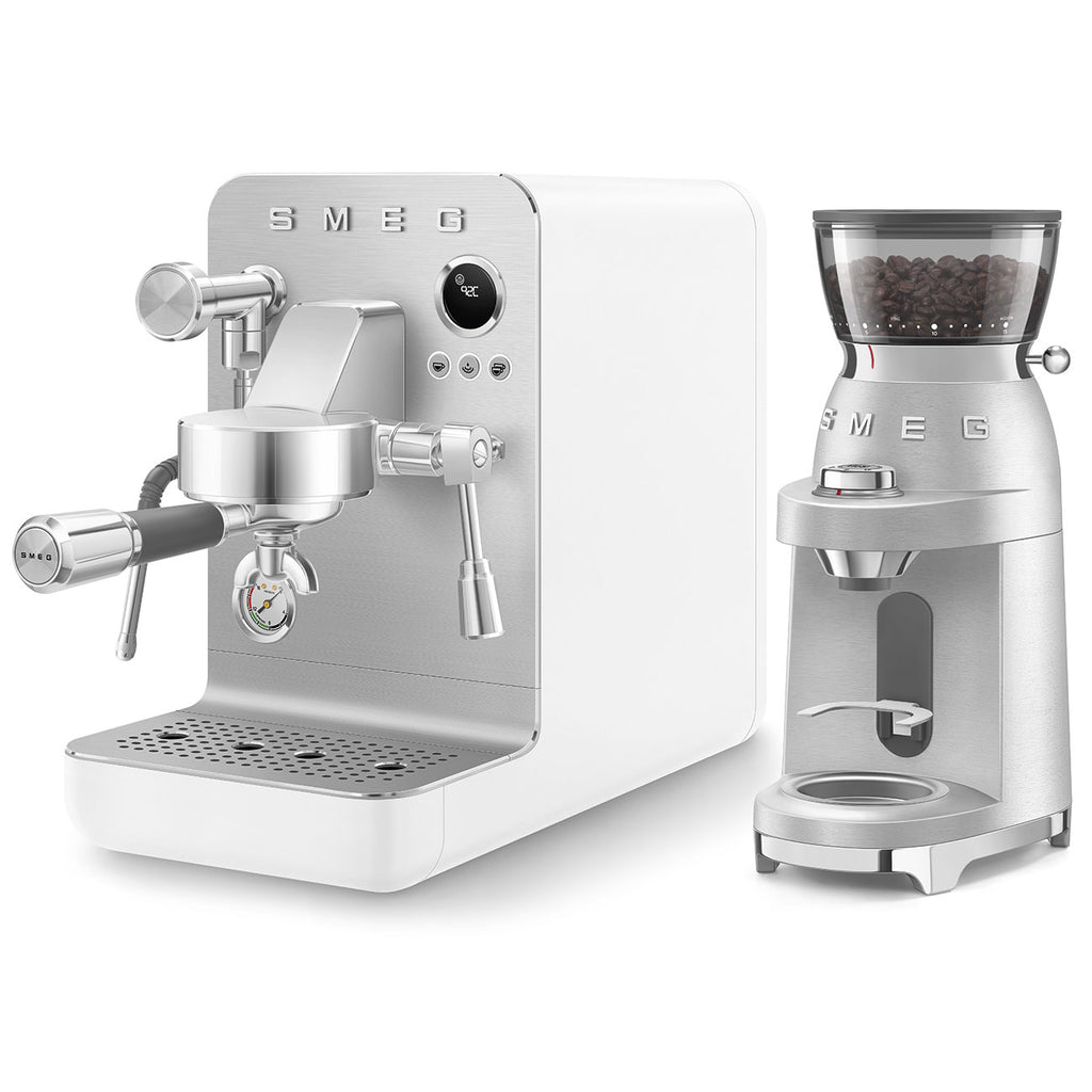 SMEG Mini Pro Manual Espresso Coffee Machine (White Matte)