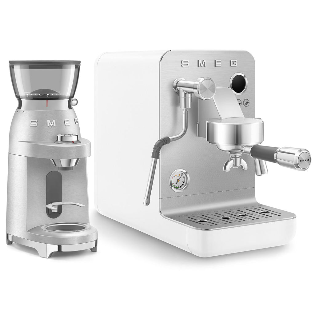 SMEG Mini Pro Manual Espresso Coffee Machine (White Matte)