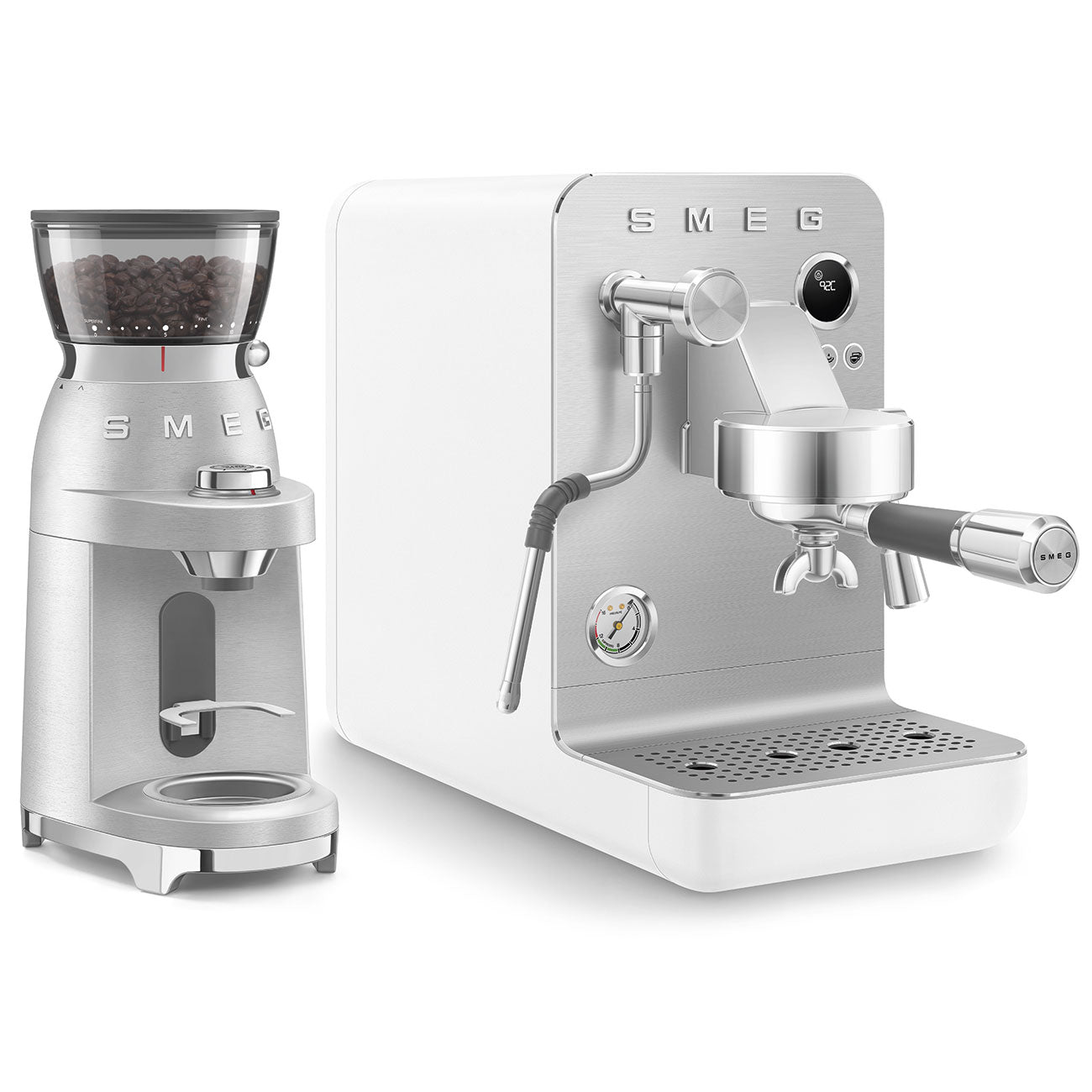 SMEG Mini Pro Manual Espresso Coffee Machine (White Matte)