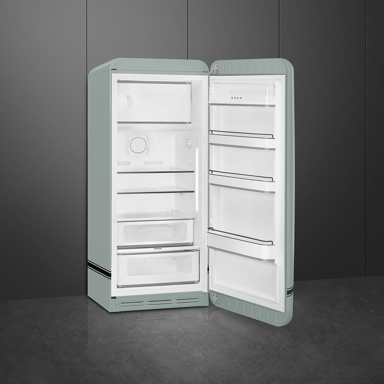 Porsche x SMEG FAB28 Retro Refrigerator Right Hinge Carrara Edition (Green Metallic)
