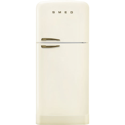 FAB50 Retro Refrigerator -LEFT HINGE- CREAM BRASS HANDLE