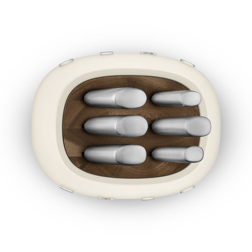 SMEG Knife Block Set with 6 Knives (Cream)