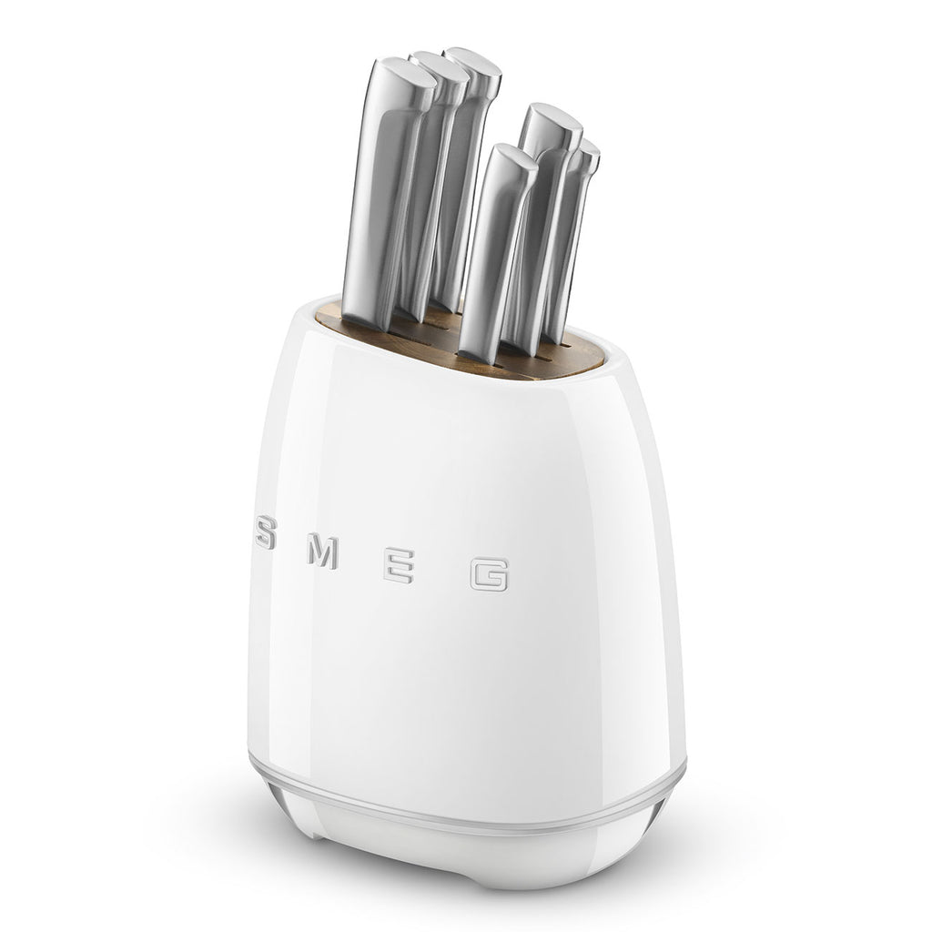 SMEG Knife Block Set with 6 Knives (White)