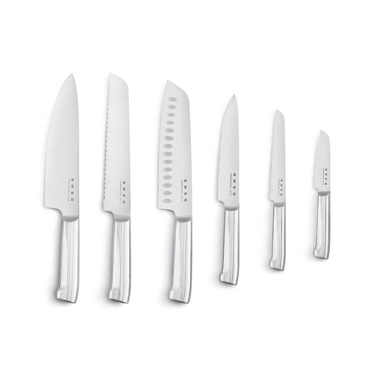 SMEG Knife Block Set with 6 Knives (White)