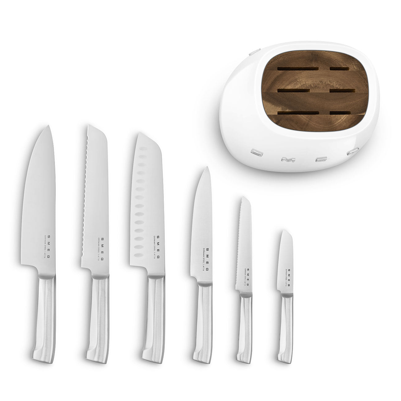 SMEG Knife Block Set with 6 Knives (White)