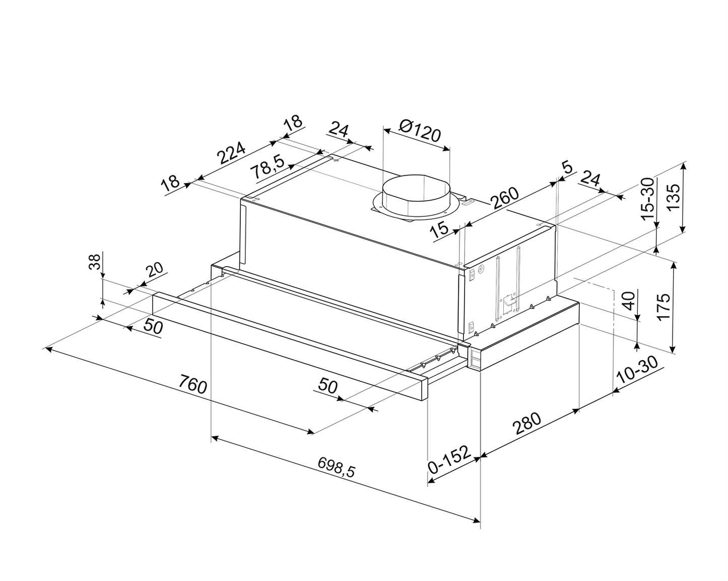 30" Slide Out Hood Fan