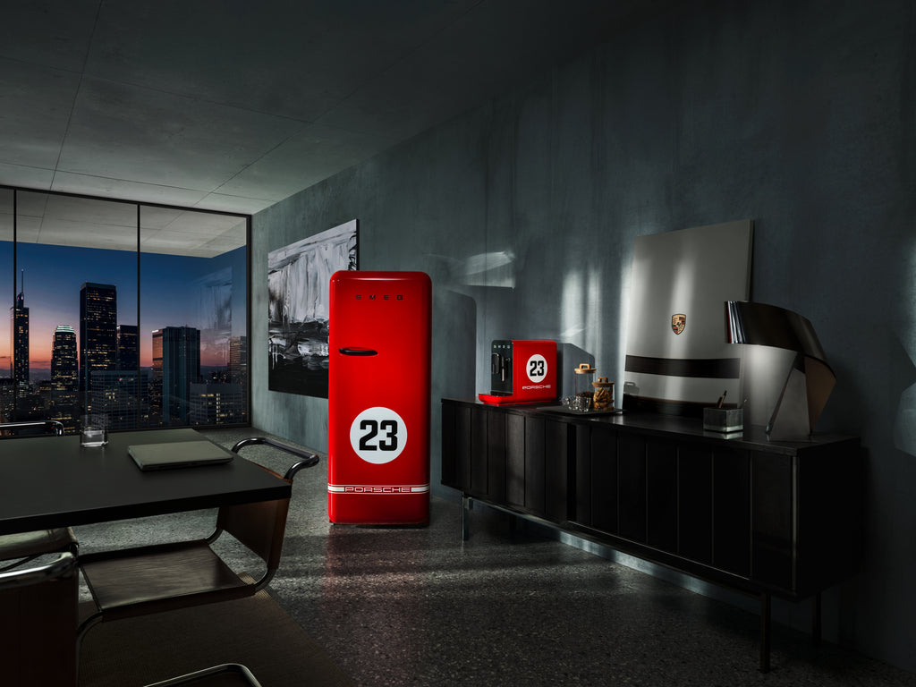 Porsche x SMEG FAB28 Retro Refrigerator Right Hinge 917 Salzburg Limited Edition (Red)