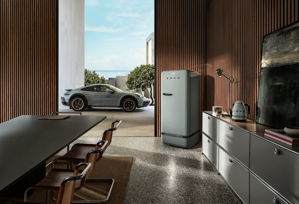 Porsche x SMEG FAB28 Retro Refrigerator Right Hinge Carrara Edition (Green Metallic)