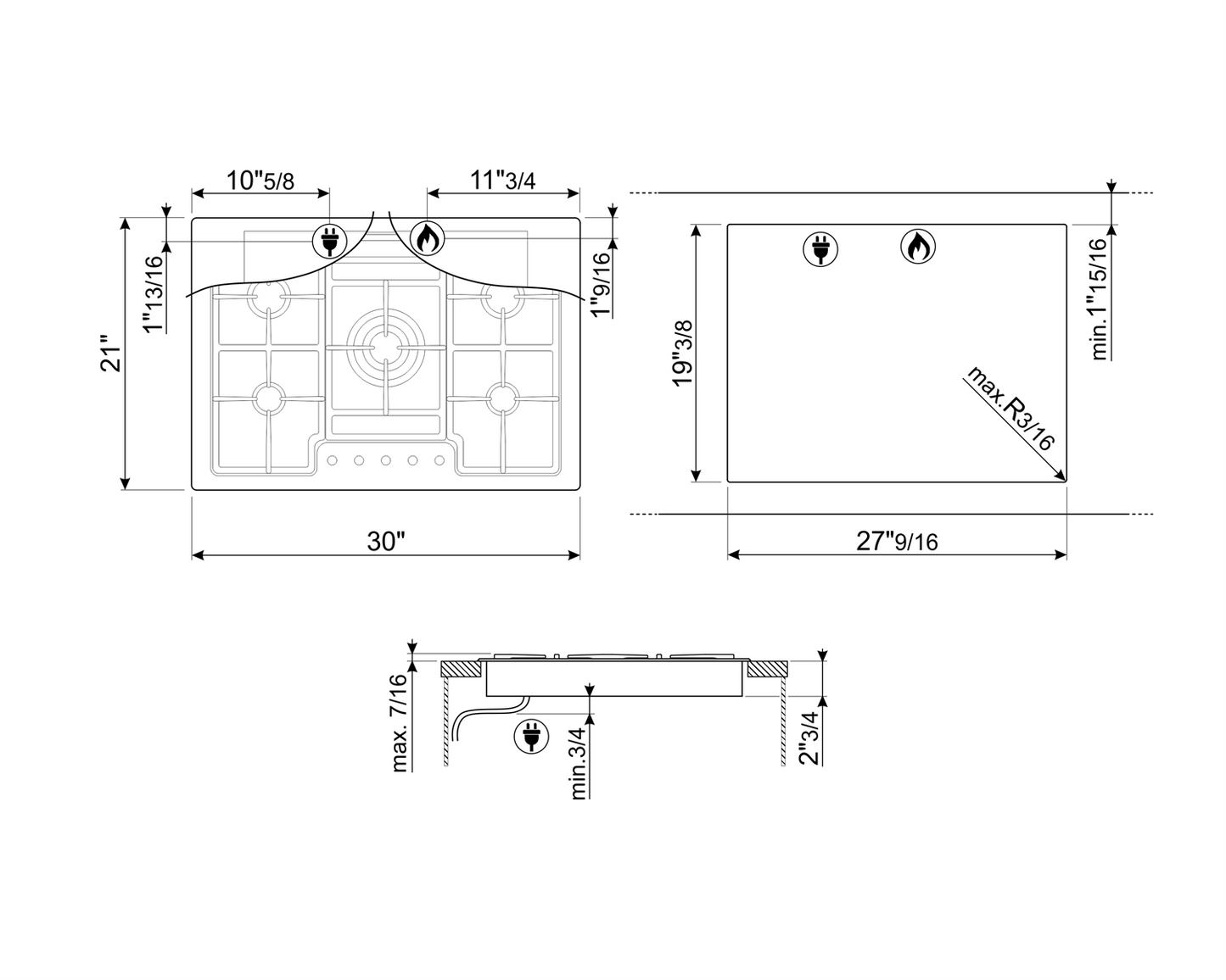 Classic 30" Gas Cooktop with Pro style Knobs