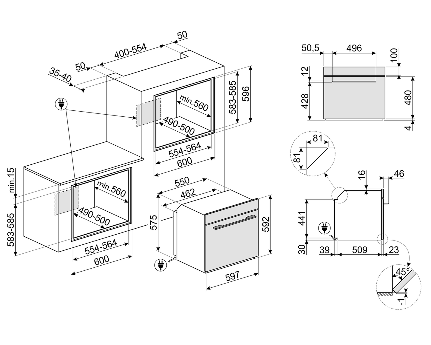 SMEG 24" Full Size Classic Design Oven, Touch Control