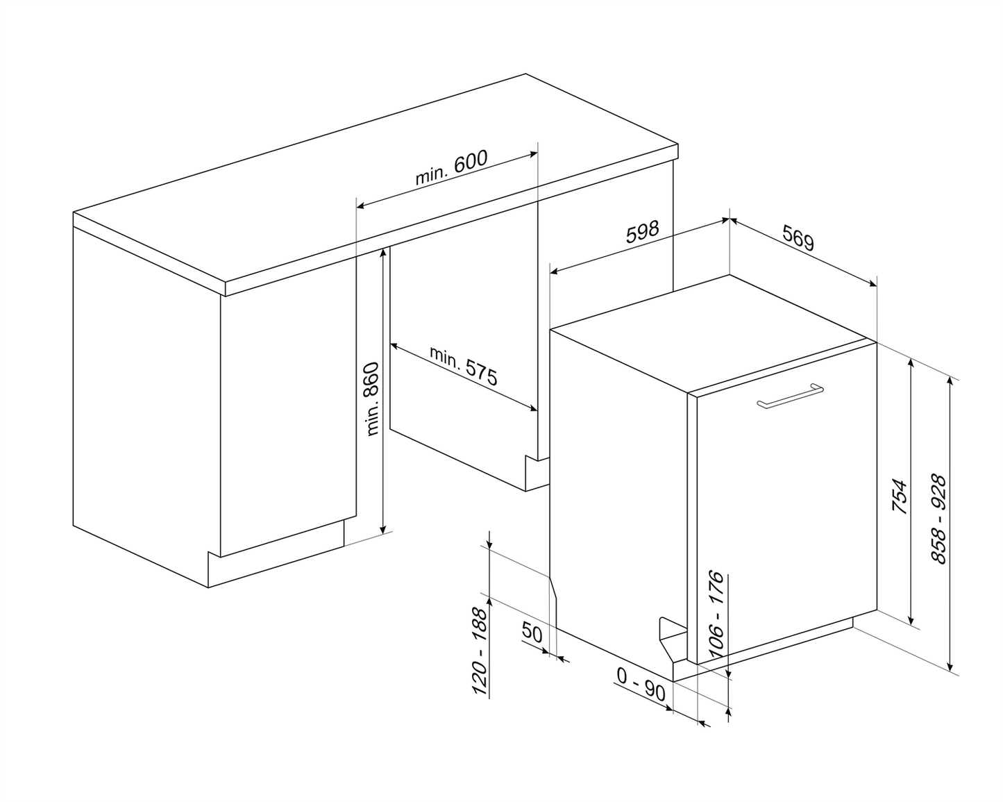24" Dishwasher, 5 Program, Tall Tub, HC