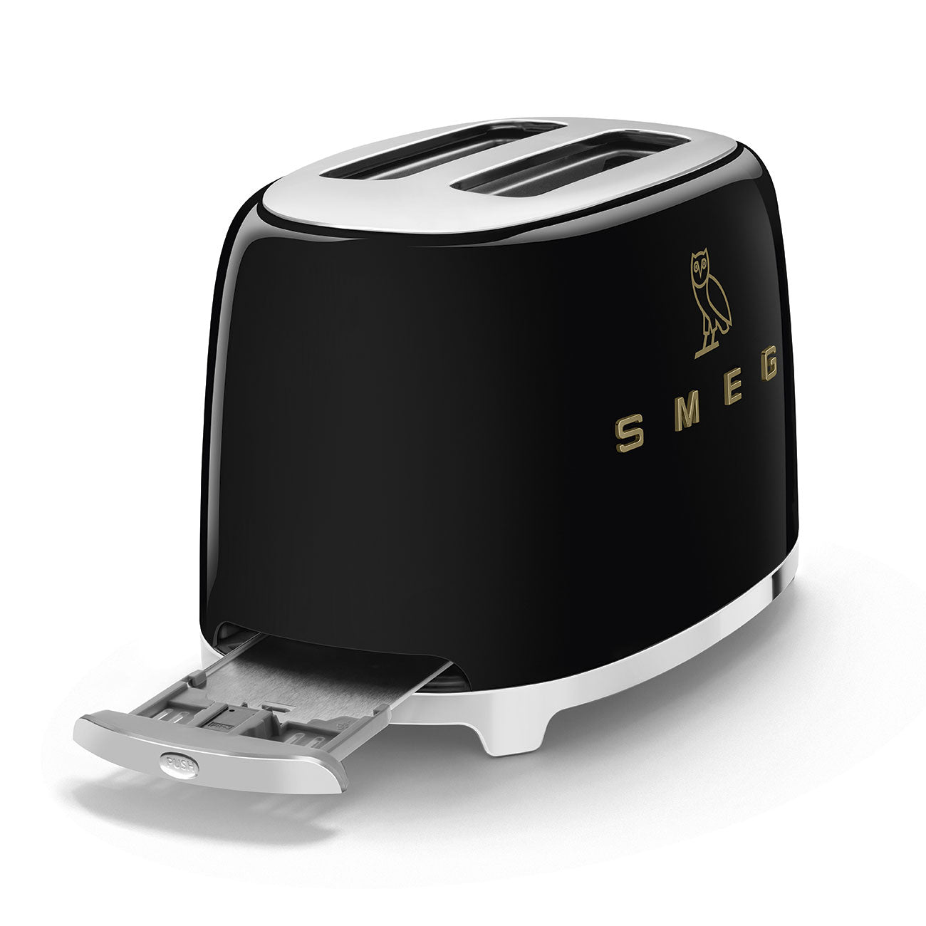 SMEG x OVO 2-Slice Electric Toaster (Black and Gold)