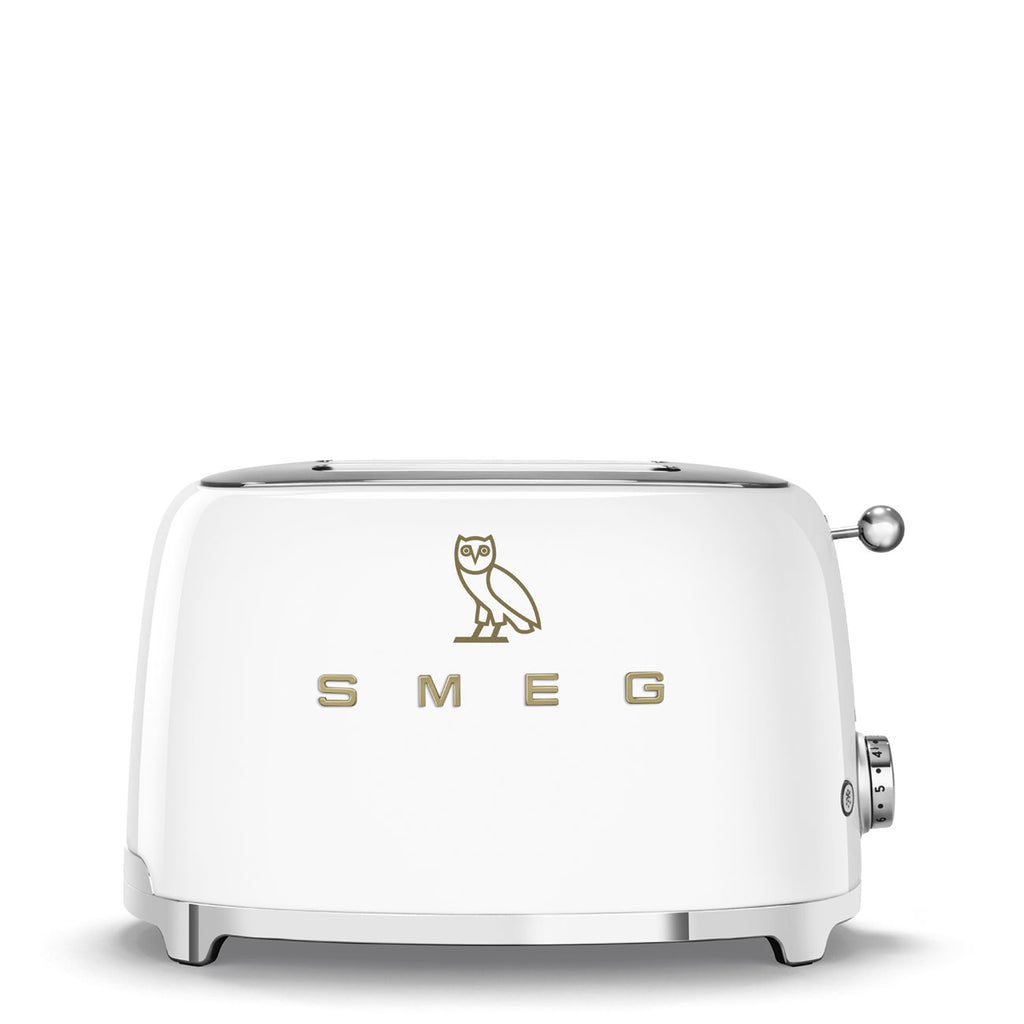 SMEG x OVO 2-Slice Electric Toaster (White and Gold)