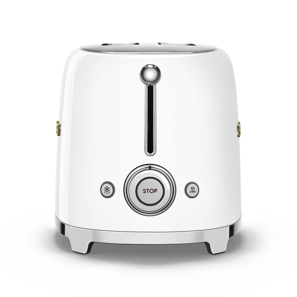 SMEG x OVO 2-Slice Electric Toaster (White and Gold)