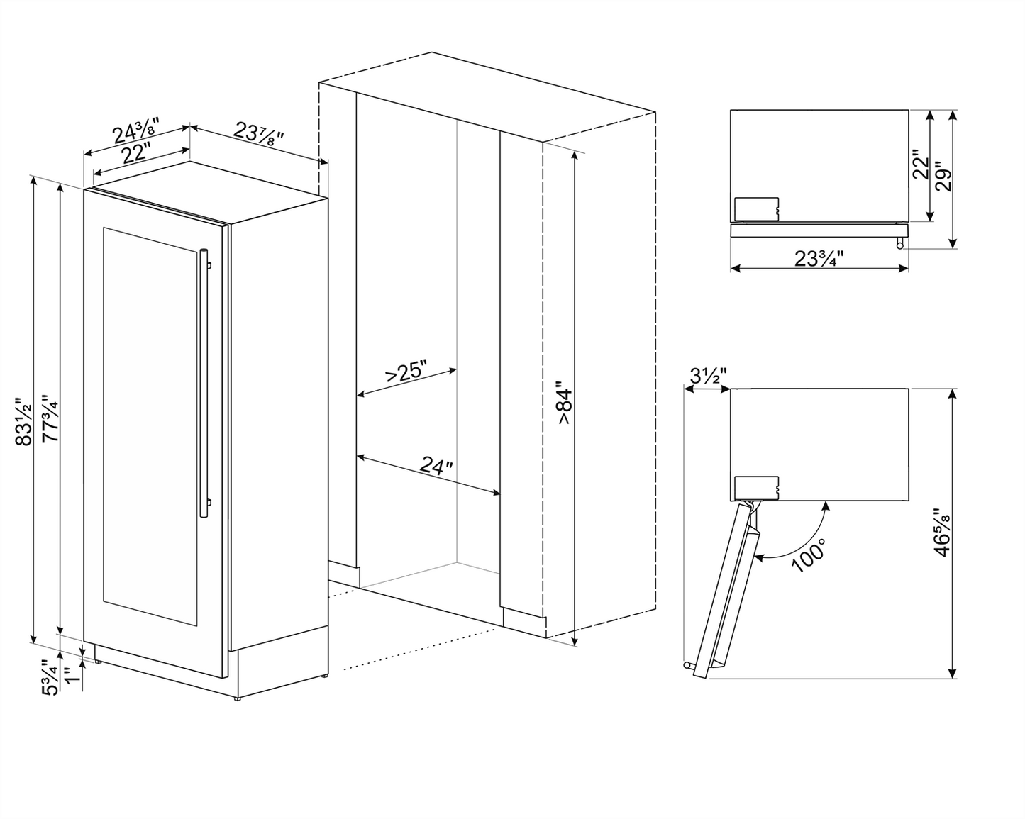 24” Built-In Wine Cellar - LEFT HINGE